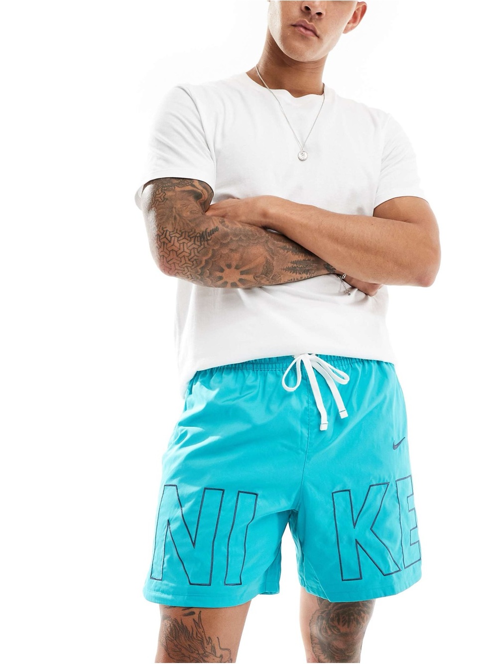 Nike Club woven logo printed shorts in aqua